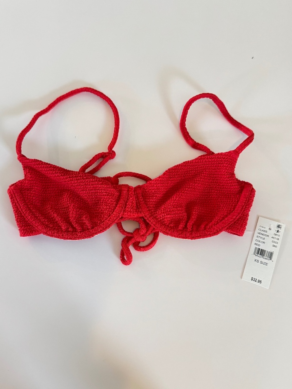 PacSun Red Smocked Underwire Bikini Top XS NWT